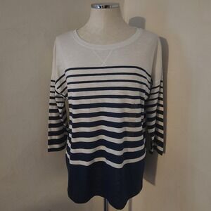 SONOMA Goods for Life Womens Striped Crew Neck 3/4‎ Sleeve Tunic Top Size Large